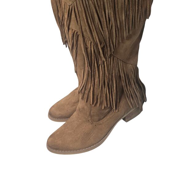 Not Rated Fringe Brown Suede Knee High Boots Festival Boho Western‎ Size 10 - Picture 5 of 5